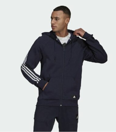 FELPA UOMO HDY ZIP MHE 3 STRIPES BLU - immagine 1
