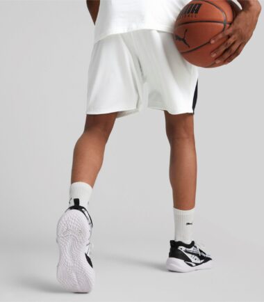 PANTALONCINO PUMA BASKET FLARE SHORT WHITE-BLACK - immagine 5