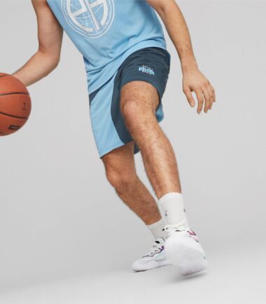 PANTALONCINO BASKET PUMA FLARE SHORT DARK NIGHT-DAY DREAM uomo - immagine 3