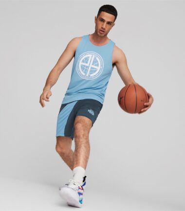 PANTALONCINO BASKET PUMA FLARE SHORT DARK NIGHT-DAY DREAM uomo - immagine 4