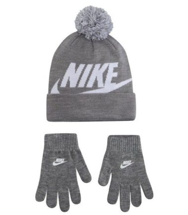 SET NIKE CAPPELLO E GUANTI BAMBINO GREY AND WHITE - immagine 1