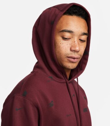 FELPA NIKE PULLOVER HOODIE NIGHT MAROON BALCK - immagine 3