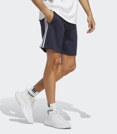 PANTALONCINO ADIDAS 3STRIPES FT SHORTS navy uomo garzato - immagine 3
