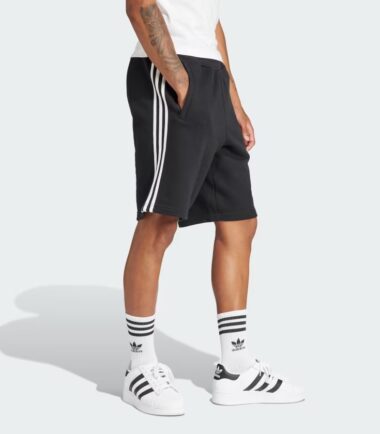 PANTALONCINO ADIDAS ORIGINALS 3STRIPES BLACK uomo garzato - immagine 3