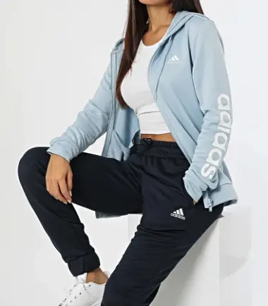 Tuta Adidas Essentials Linear Blu Celeste Donna - immagine 1
