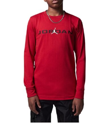 T-SHIRT JORDAN BAMBINO MANICA LUNGA HBR BASELINE RED - immagine 1