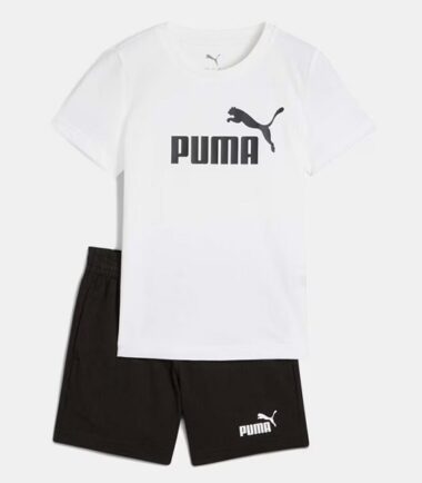 COMPLETINO PUMA ESS NO.1 LOGO TEE AND SHORTS, PUMA WHITE - PUMA BLACK BAMBINO - immagine 1