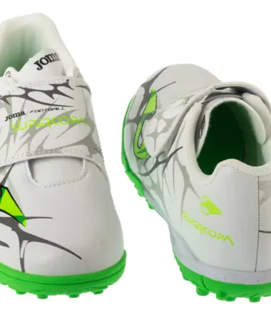 SCARPE JOMA SUPER COPA JR 2502 WHITE FLUOR GREEN TURF  JR calcetto bambino junior - immagine 5