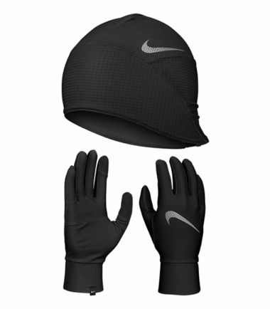 SET NIKE RUNNING HAT & GLOVES BLACK - immagine 1