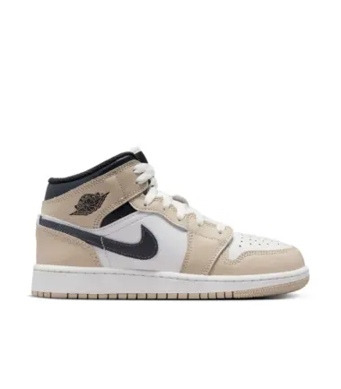 SCARPE AIR JORDAN 1 MID SUMMIT WHITE OFF NOIR RATTAN - immagine 3