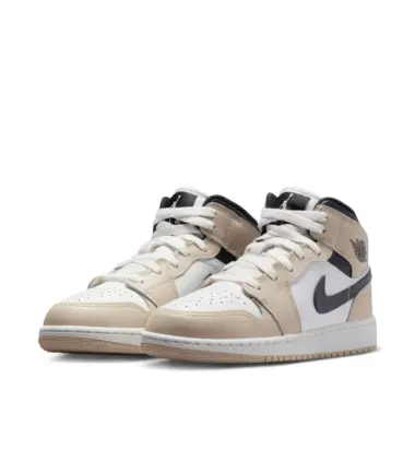 SCARPE AIR JORDAN 1 MID SUMMIT WHITE OFF NOIR RATTAN - immagine 4