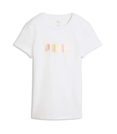 T-SHIRT PUMA ESS LOGO LAB METALLIC PUMA WHITE DONNA - immagine 1