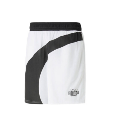 PANTALONCINO PUMA BASKET FLARE SHORT WHITE-BLACK